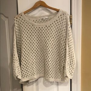 CAbi open weave beige sweater, large